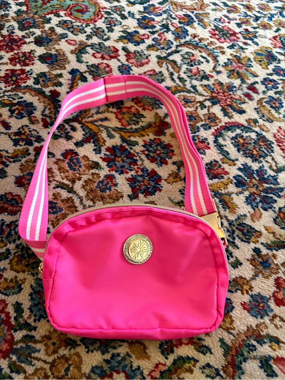 Lilly Pulitzer Hot Pink Crossbody with Gold Medallion